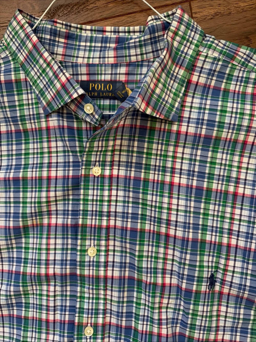 polo ralph lauren shirt men 4XB Blue Plaid Dress Button Down